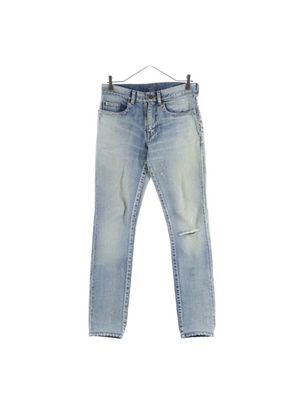 Saint Laurent Paris Distressed Denim Skinny Pants Jeans Indigo Blue 27